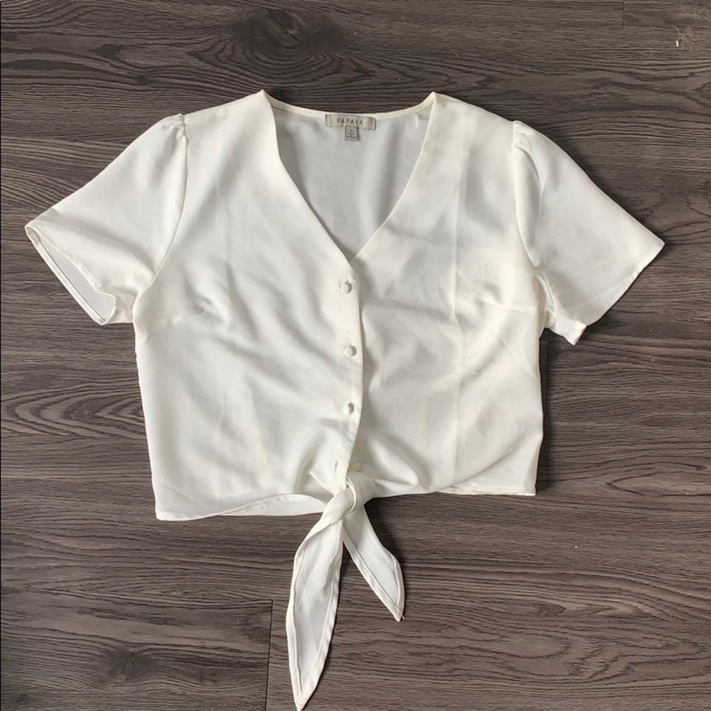 White Knotted Button Down